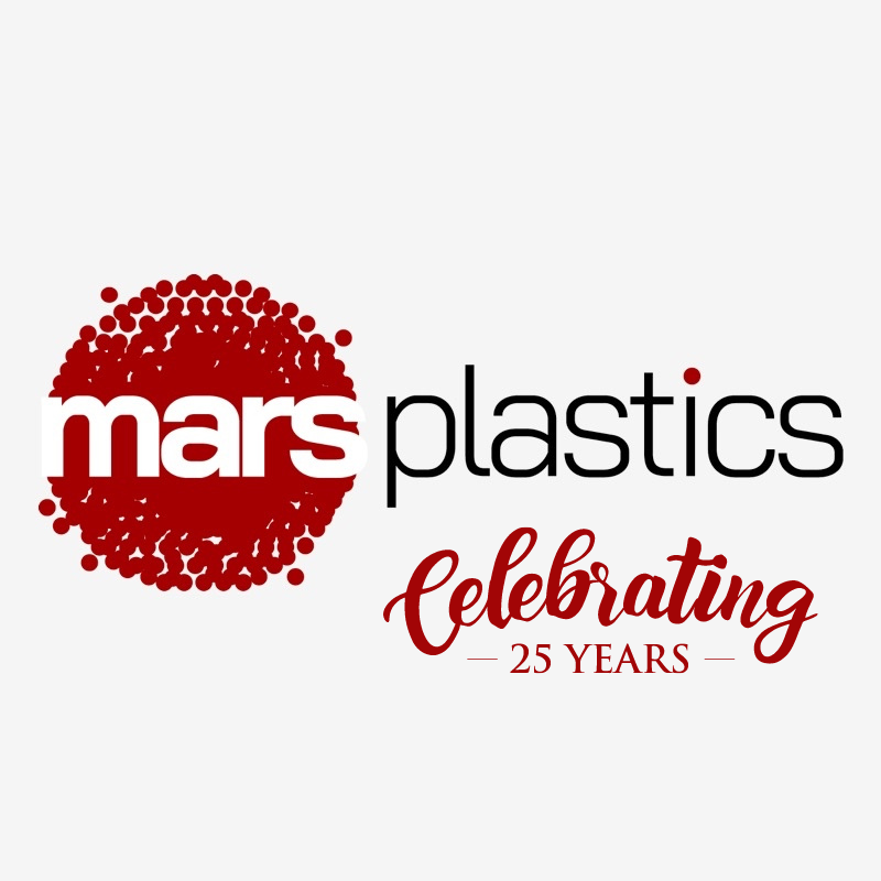 logo for Mars Plastics with "Celebrating 25 years" under it